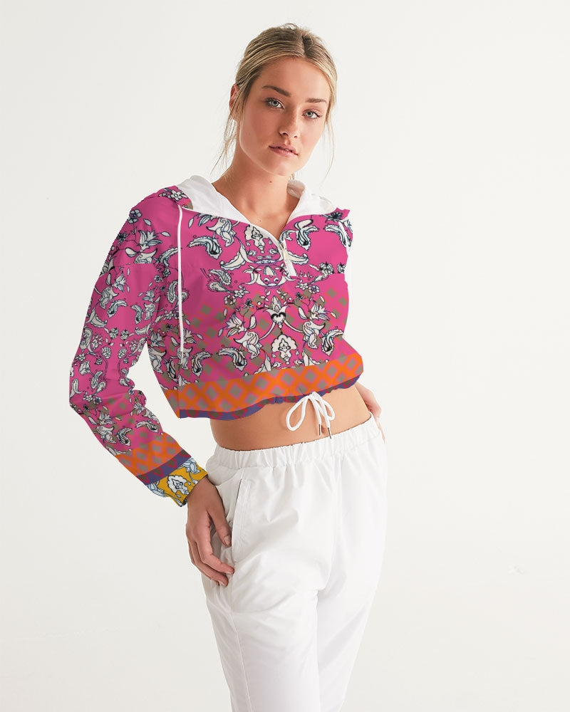 MIRACULOUS FLOWERS -PINK || Women's Cropped Windbreaker