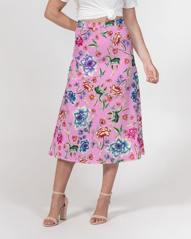 AMORE PINK Women's A-Line Midi Skirt