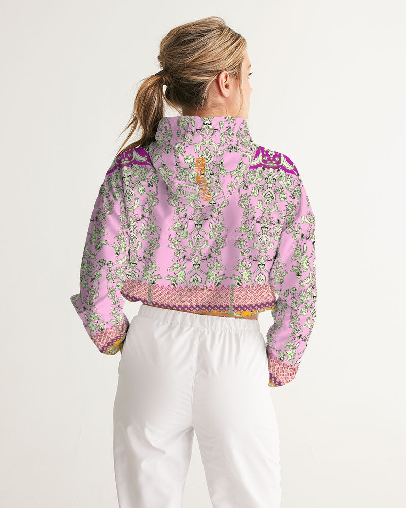 MIRACULOUS FLOWERS -PINK || Women's Cropped Windbreaker