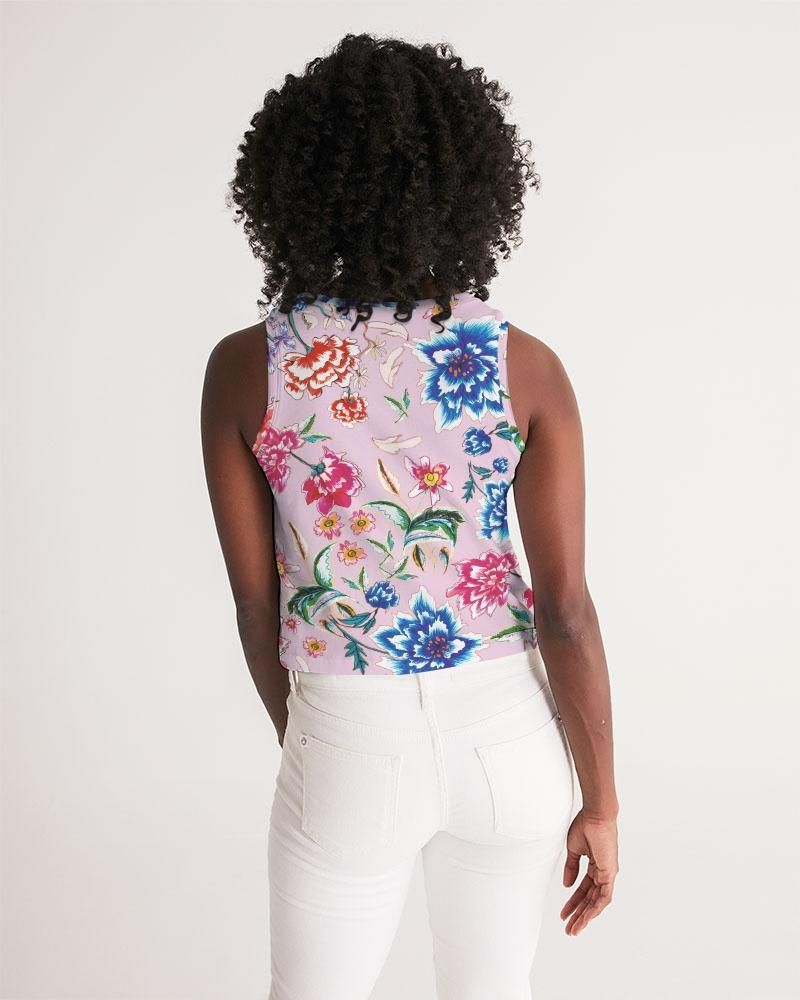 Women's Cropped Tank ||  AMORE Purple Bloom