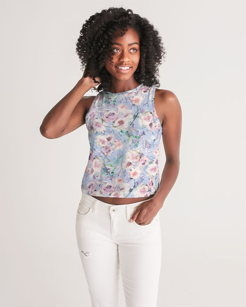 LOVE OF ORIENT FLOWERS - PURPEL Women's Cropped Tank