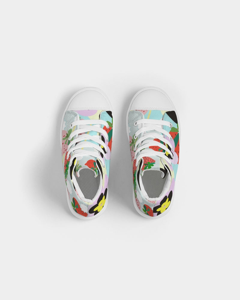STRAWBERRY DRINK Kids Hightop Canvas Shoe