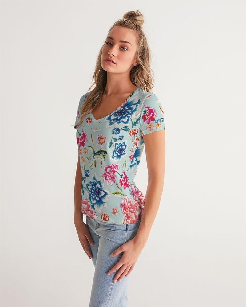 AMORE BLUE Women's V-Neck Tee