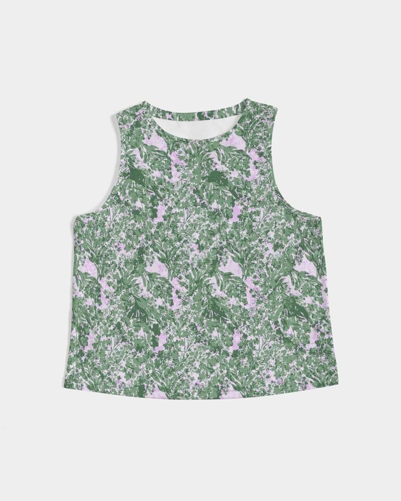 GREEN LEAFS TEXTURE Women's Cropped Tank