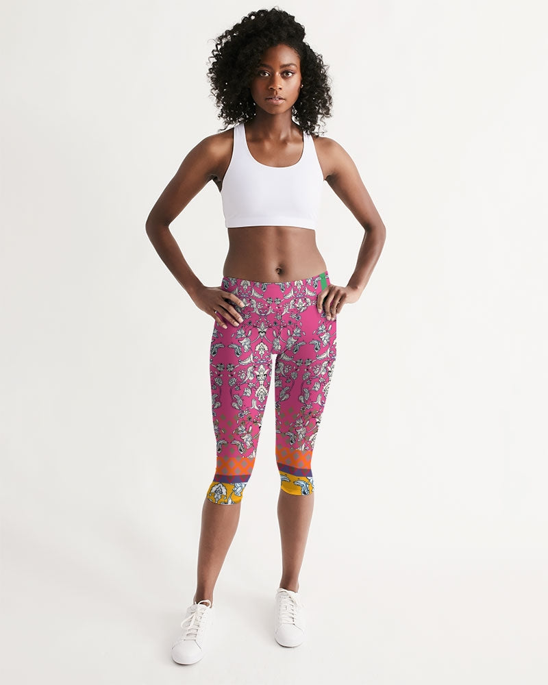 MIRACULOUS FLOWERS -PINK || Women's Mid-Rise Capri