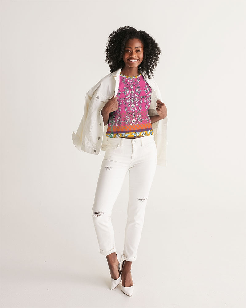 MIRACULOUS FLOWERS -PINK || Women's Cropped Tank