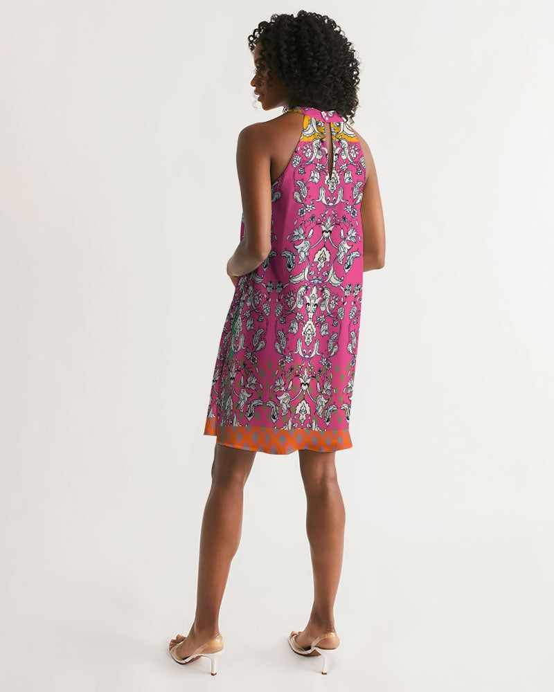 MIRACULOUS FLOWERS -PINK || Women's Halter Dress