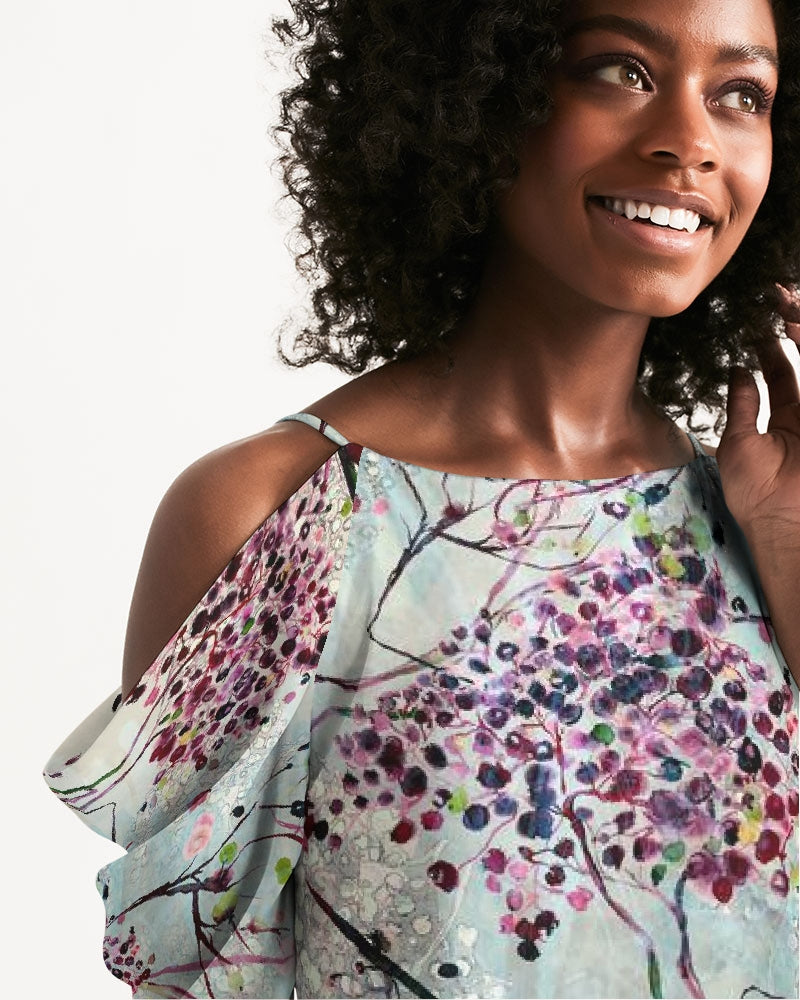 SHADOWS OF PARADISE Women's Open Shoulder A-Line Dress