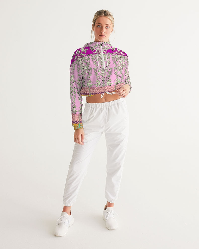 MIRACULOUS FLOWERS -PINK || Women's Cropped Windbreaker