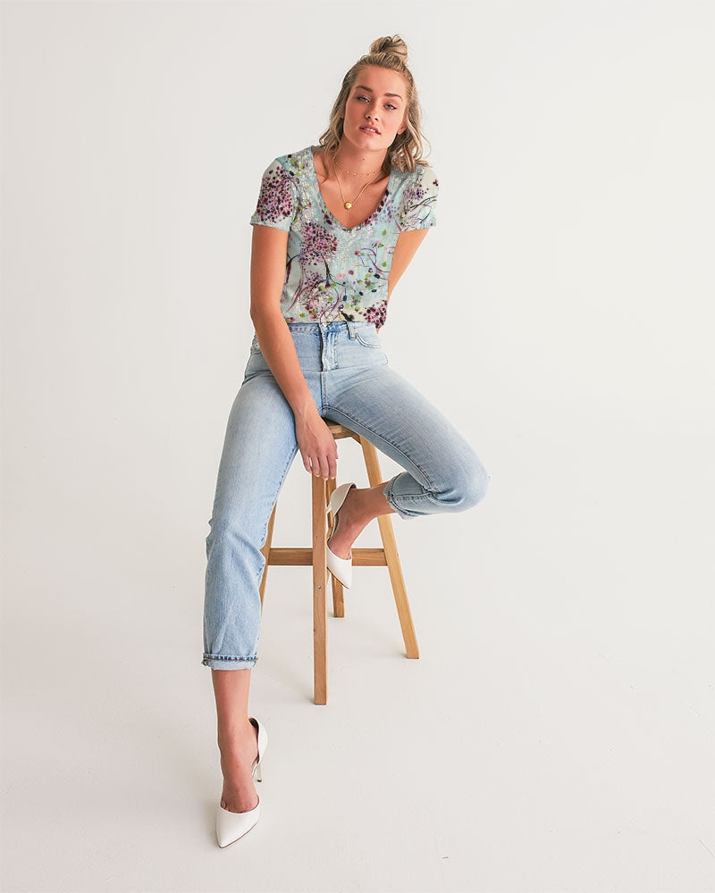 SHADOWS OF PARADISE Women's V-Neck Tee