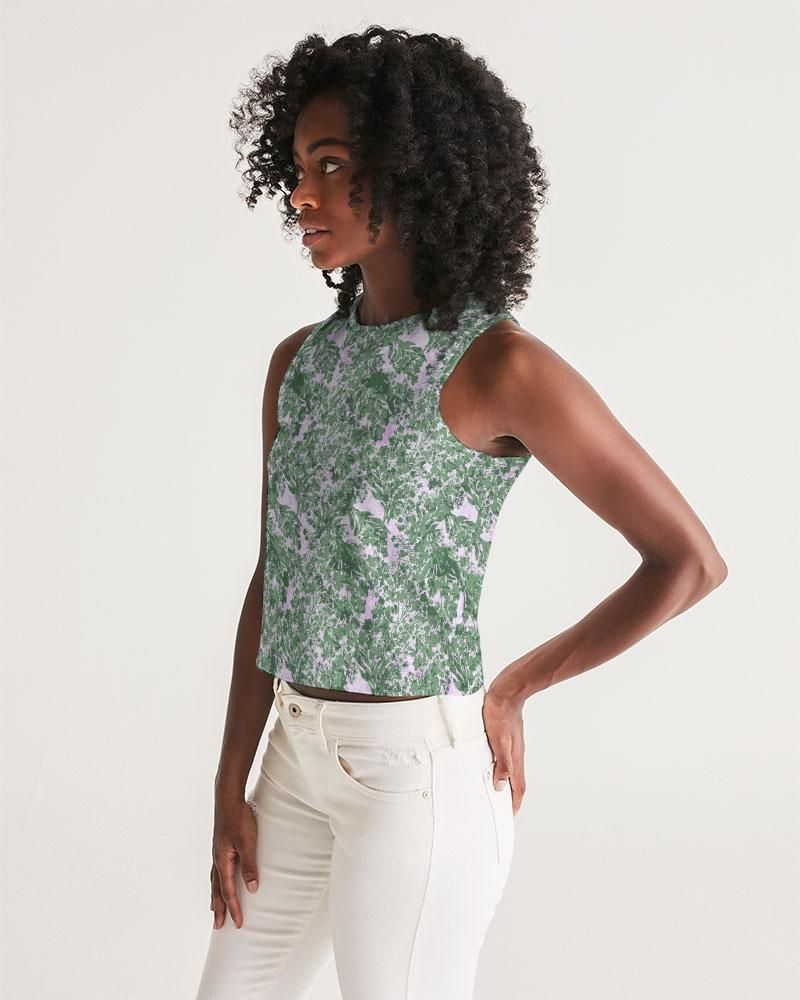 GREEN LEAFS TEXTURE Women's Cropped Tank