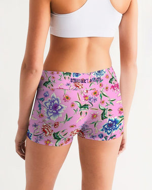 AMORE PINK Women's Mid-Rise Yoga Shorts