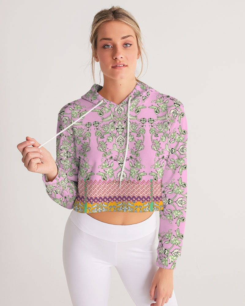 MIRACULOUS FLOWERS -PINK || Women's Cropped Hoodie