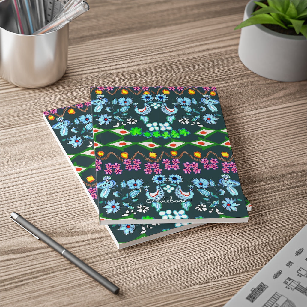 ORIENTAL BLUE BIRDS, KASHAN | Softcover Notebook, A5 |