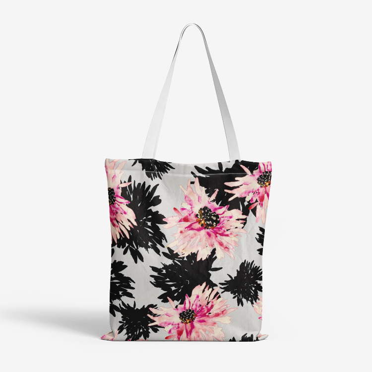 Heavy Duty and Strong Natural Canvas Tote Bags || BLUE FLOWERS ||