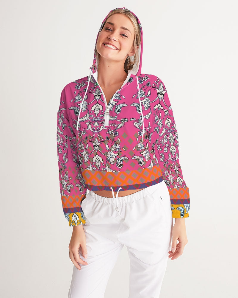 MIRACULOUS FLOWERS -PINK || Women's Cropped Windbreaker
