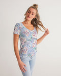 LOVE OF ORIENT FLOWERS - PURPEL Women's V-Neck Tee
