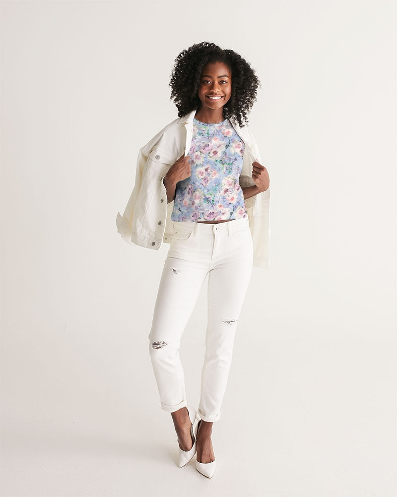 LOVE OF ORIENT FLOWERS - PURPEL Women's Cropped Tank