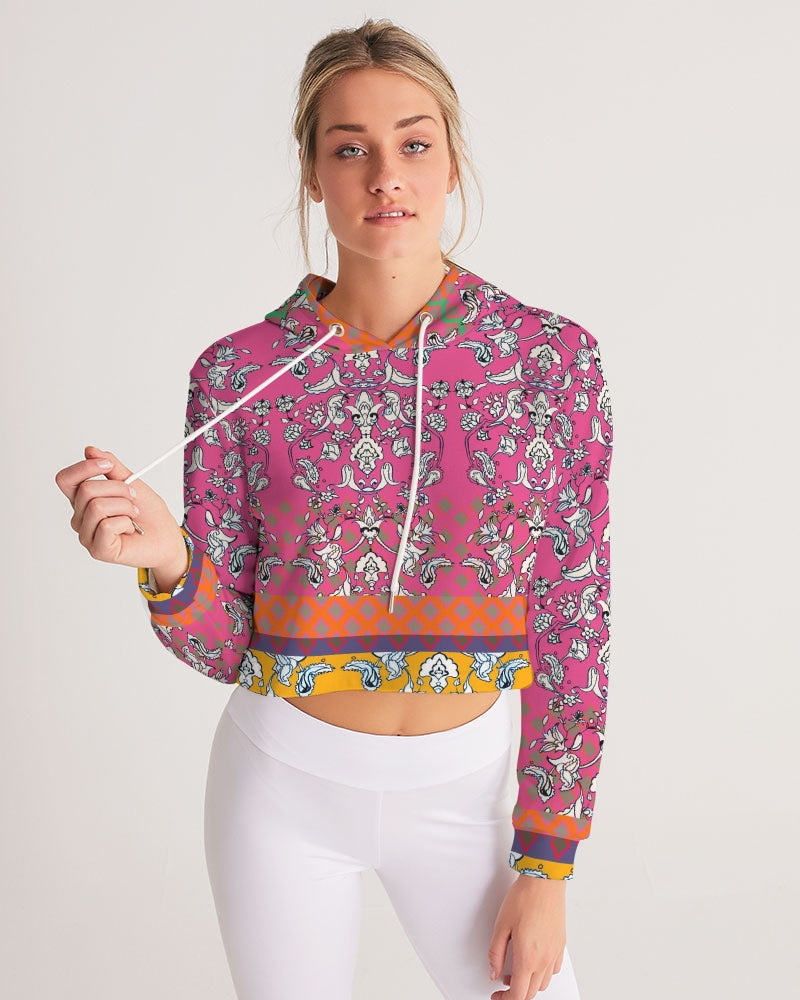 MIRACULOUS FLOWERS -PINK || Women's Cropped Hoodie