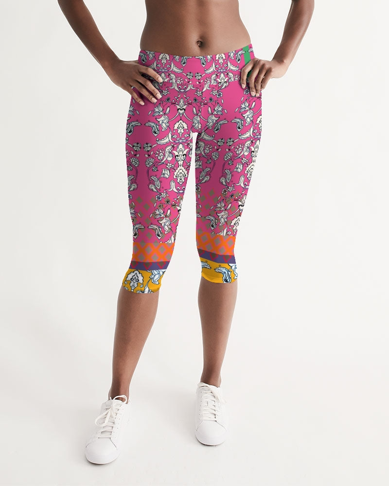 MIRACULOUS FLOWERS -PINK || Women's Mid-Rise Capri