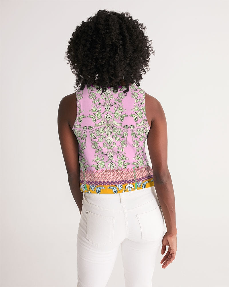 FLORAL  MIRACULOUS  WORLD - dress-pink1 Women's Cropped Tank