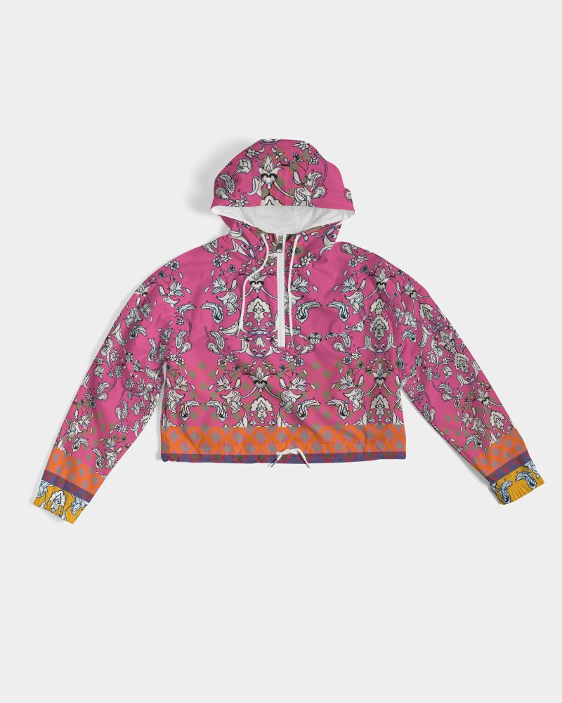 MIRACULOUS FLOWERS -PINK || Women's Cropped Windbreaker