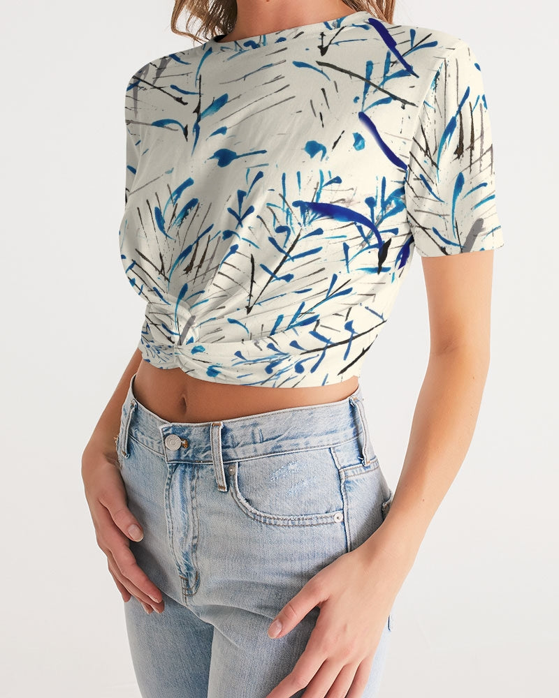 MOONLIGHT BRANCH  Women's Twist-Front Cropped Tee