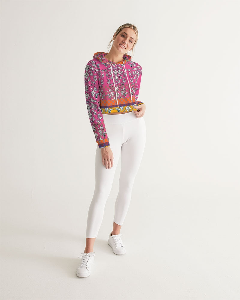 MIRACULOUS FLOWERS -PINK || Women's Cropped Hoodie