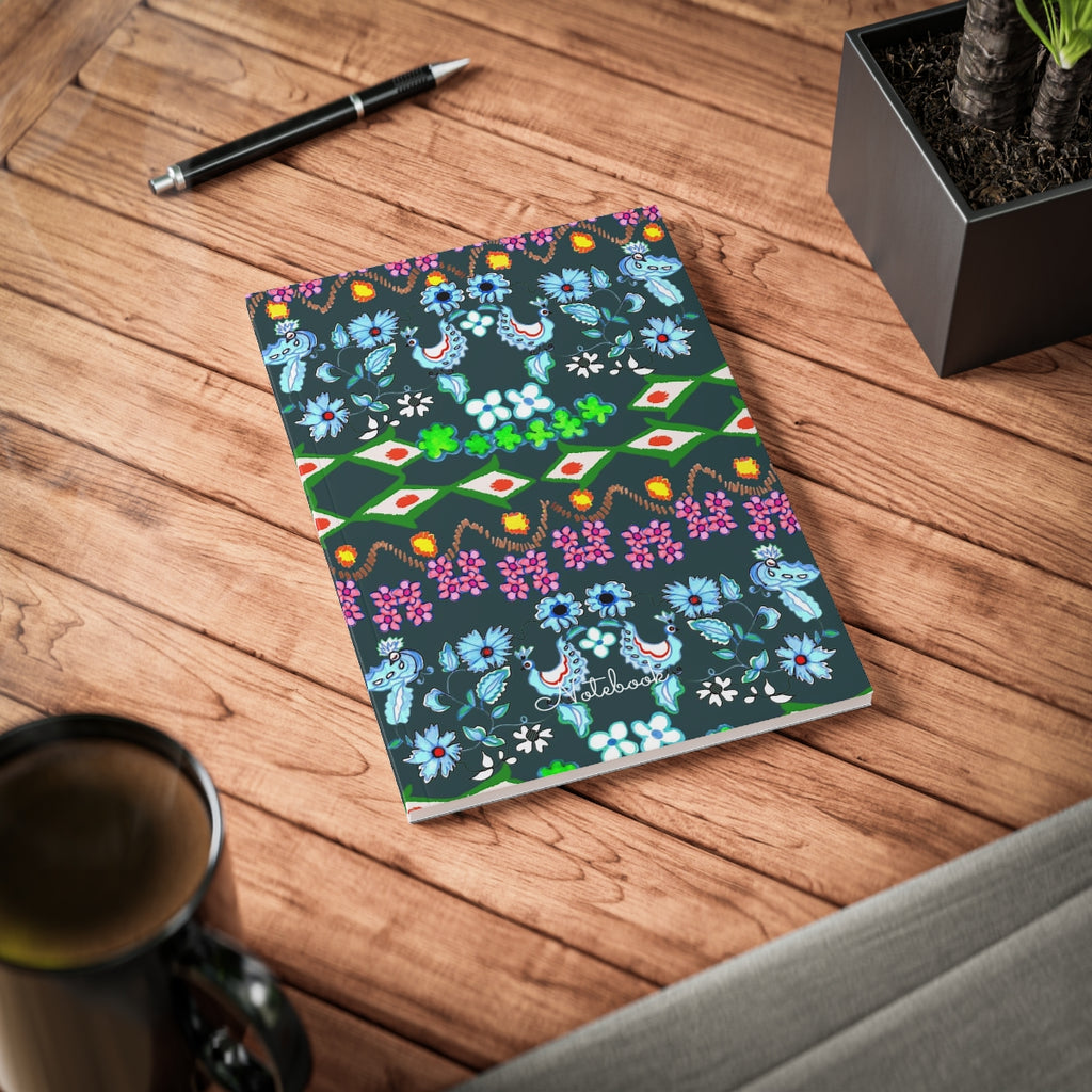 ORIENTAL BLUE BIRDS, KASHAN | Softcover Notebook, A5 |