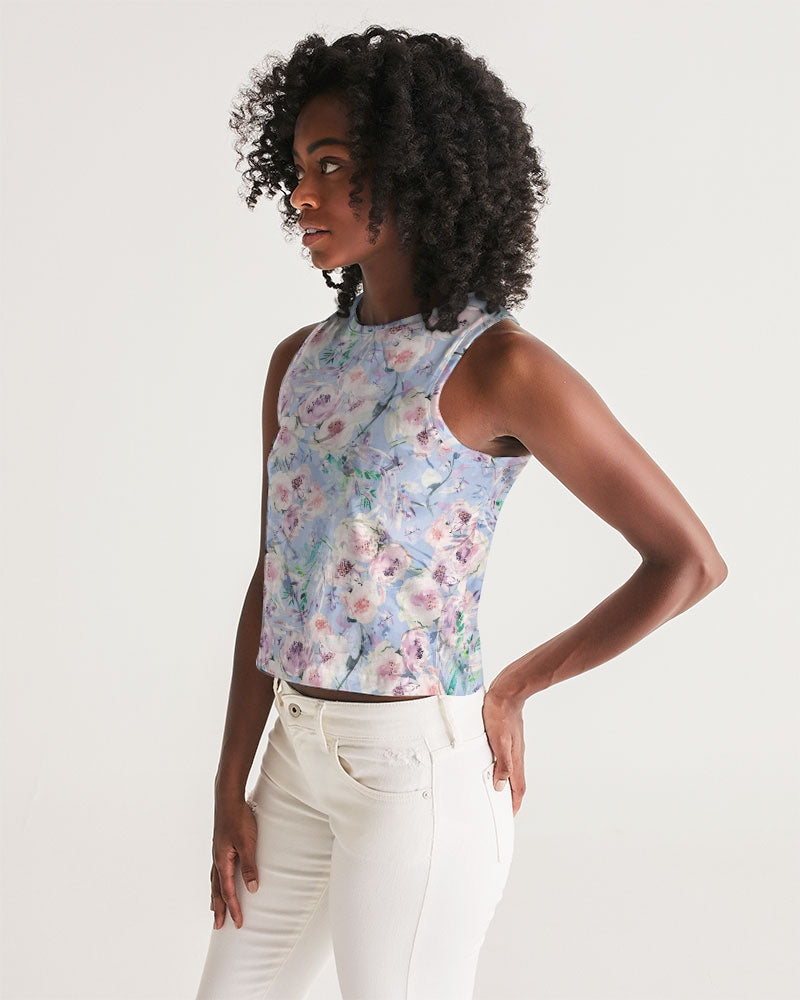 LOVE OF ORIENT FLOWERS - PURPEL Women's Cropped Tank