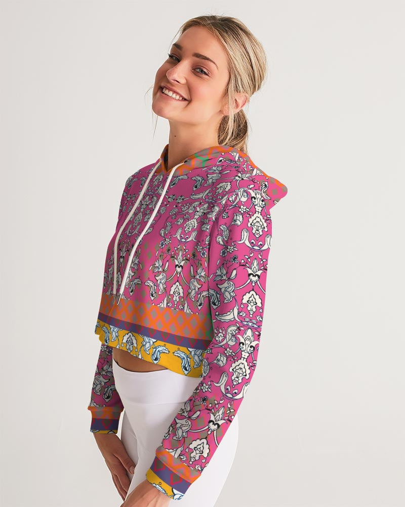 MIRACULOUS FLOWERS -PINK || Women's Cropped Hoodie
