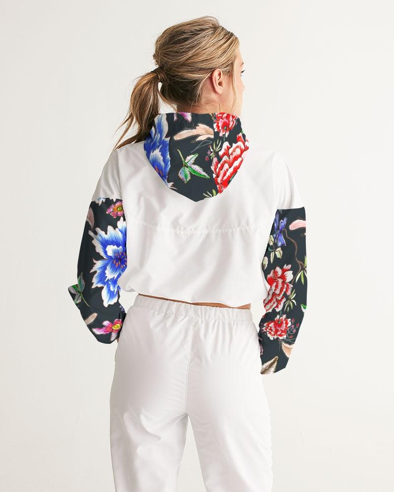 POWER OF PEACE - BLACK  Women's Cropped Windbreaker