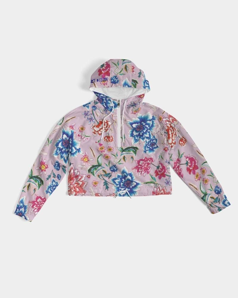 Women's Cropped Windbreaker  ||  AMORE Purple Blooms