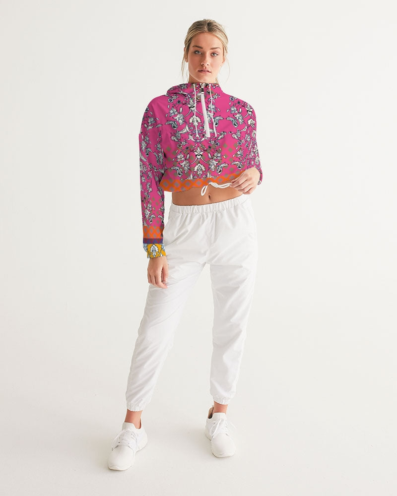 MIRACULOUS FLOWERS -PINK || Women's Cropped Windbreaker
