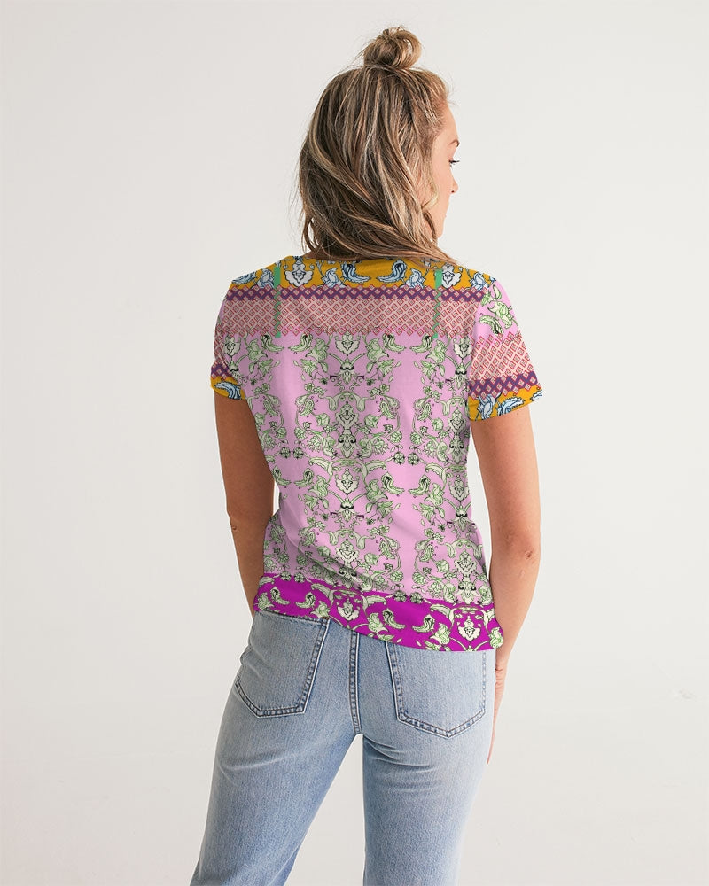 FLORAL  MIRACULOUS  WORLD - dress-pink1 Women's V-Neck Tee