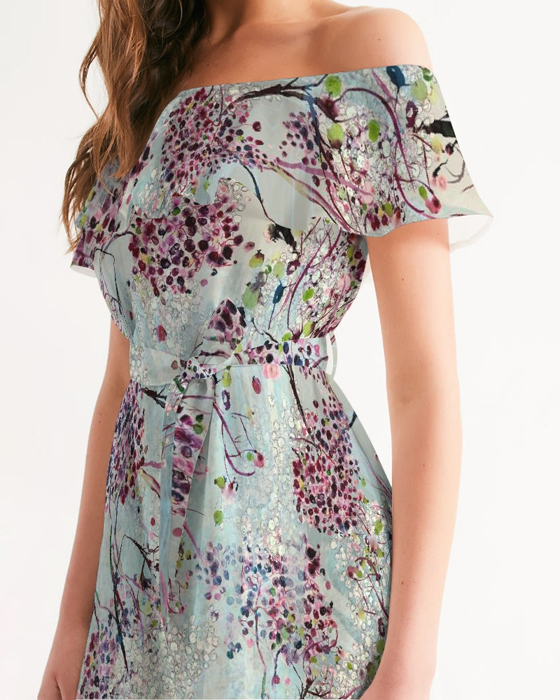 SHADOWS OF PARADISE || Women's Off-Shoulder Dress