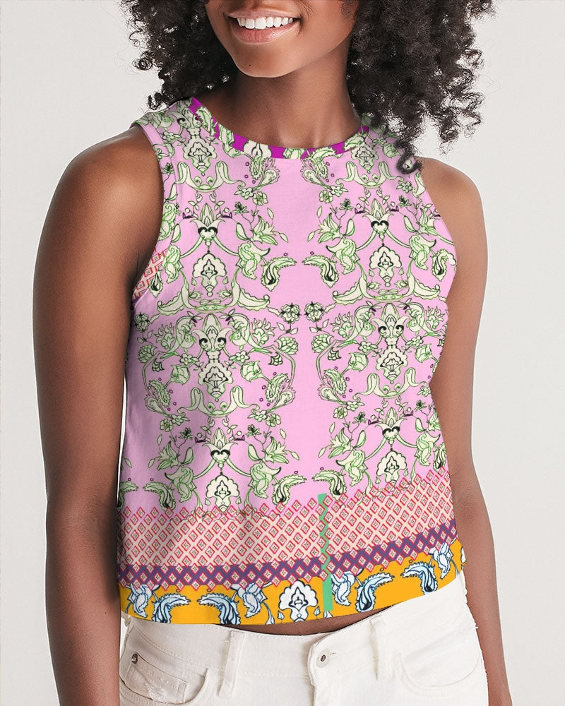 FLORAL  MIRACULOUS  WORLD - dress-pink1 Women's Cropped Tank