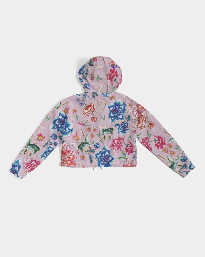 Women's Cropped Windbreaker  ||  AMORE Purple Blooms