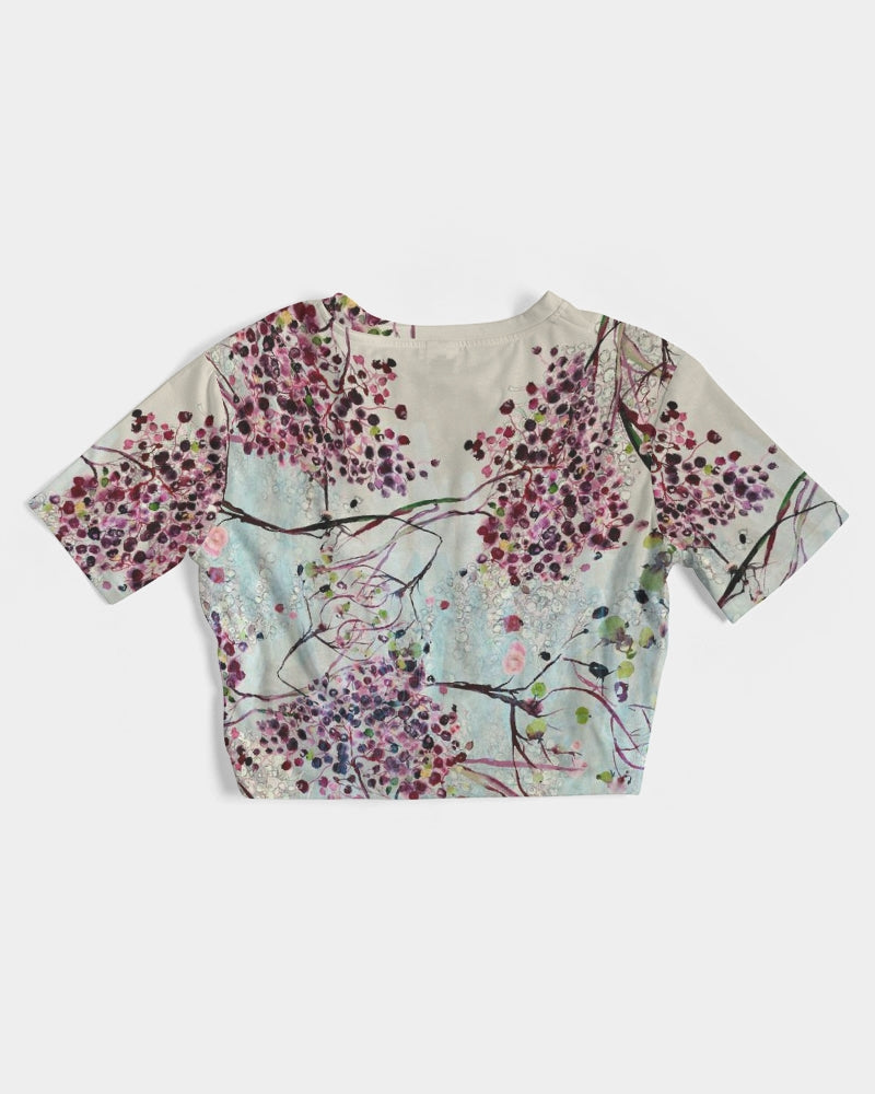 SHADOWS OF PARADISE Women's Twist-Front Cropped Tee