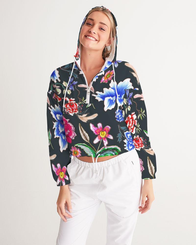 POWER OF PEACE - BLACK  Women's Cropped Windbreaker