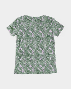 GREEN LEAFS TEXTURE Women's V-Neck Tee