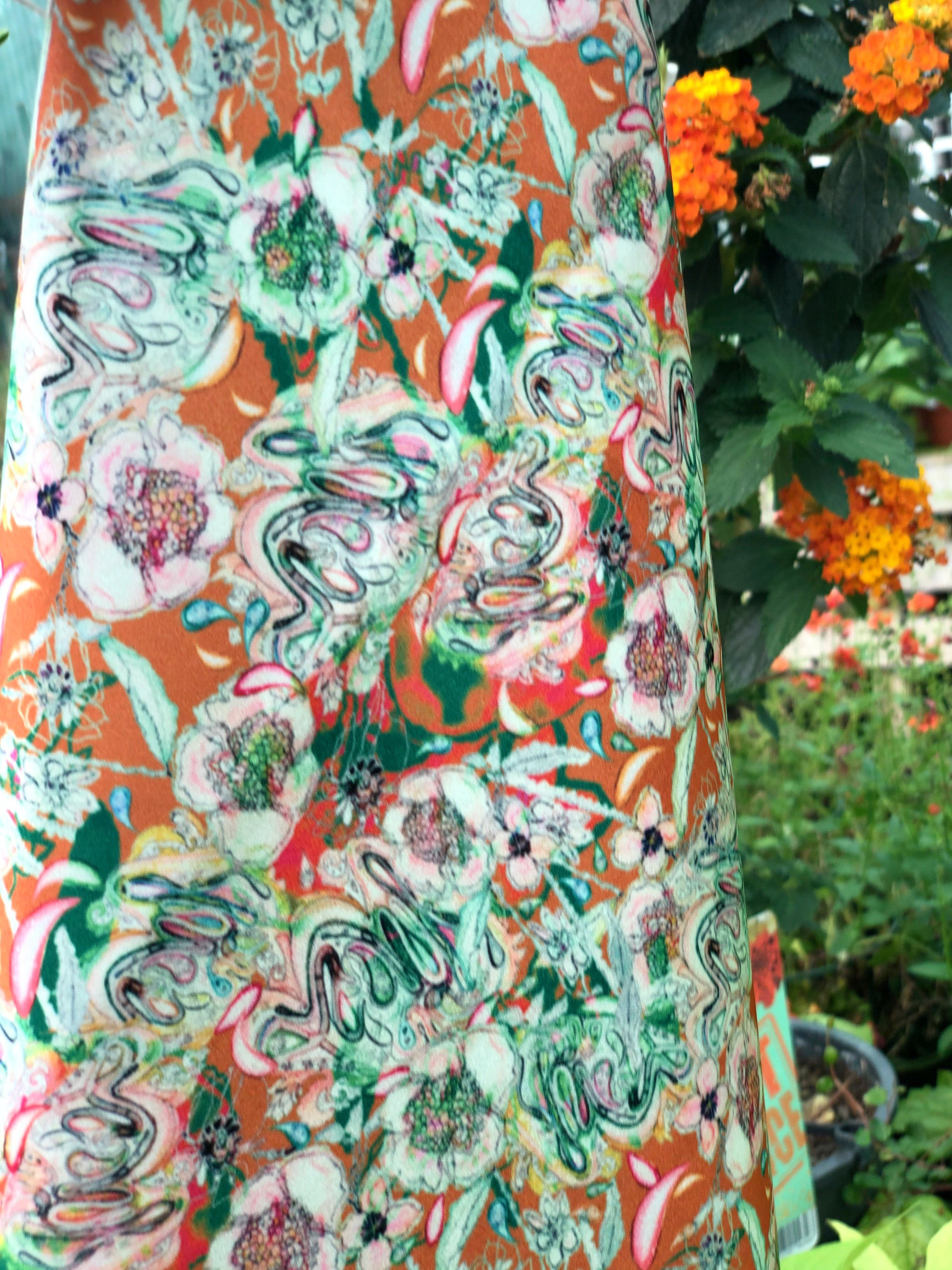 PARADISE GARDEN - ORANGE  | SCARF & TEXTILE  |