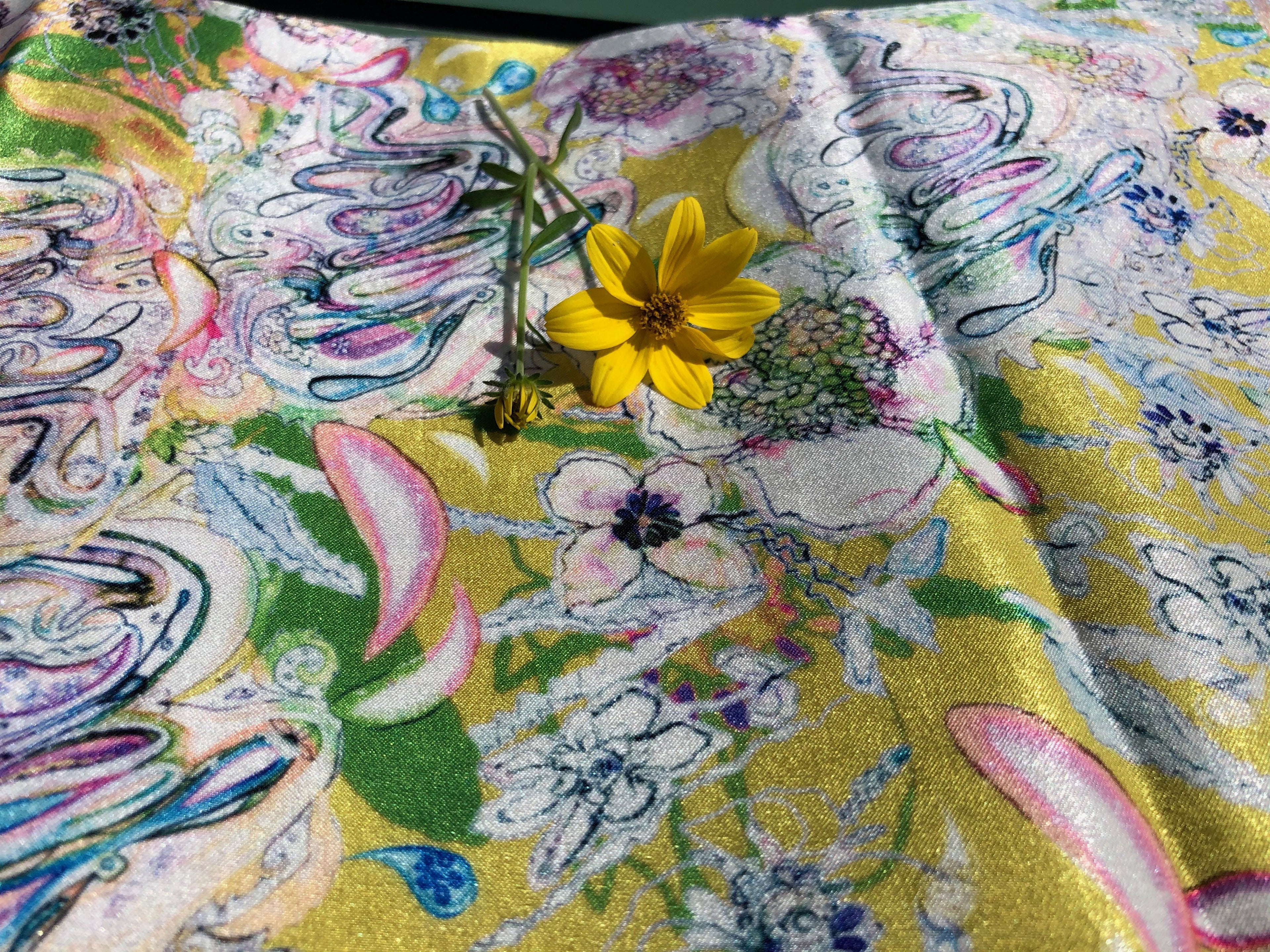 PARADISE GARDEN - YELLOW   | SCARF & TEXTILE  |