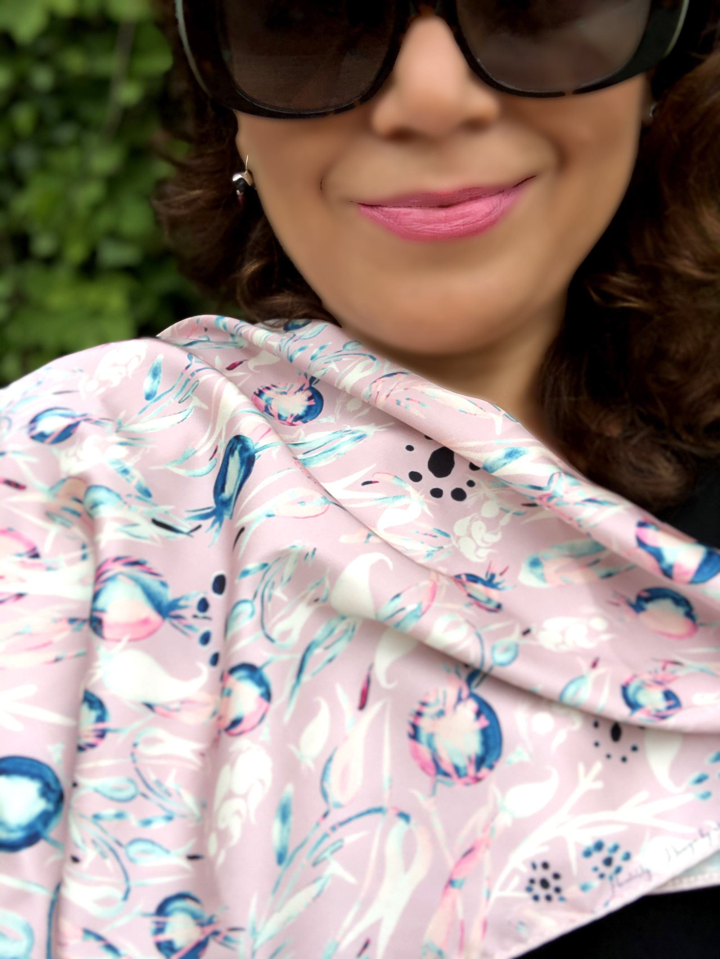 POMEGRANATE BLUE PAISLEY. PINK | SCARF & TEXTILE  |