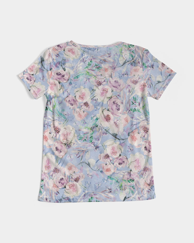 LOVE OF ORIENT FLOWERS - PURPEL Women's V-Neck Tee