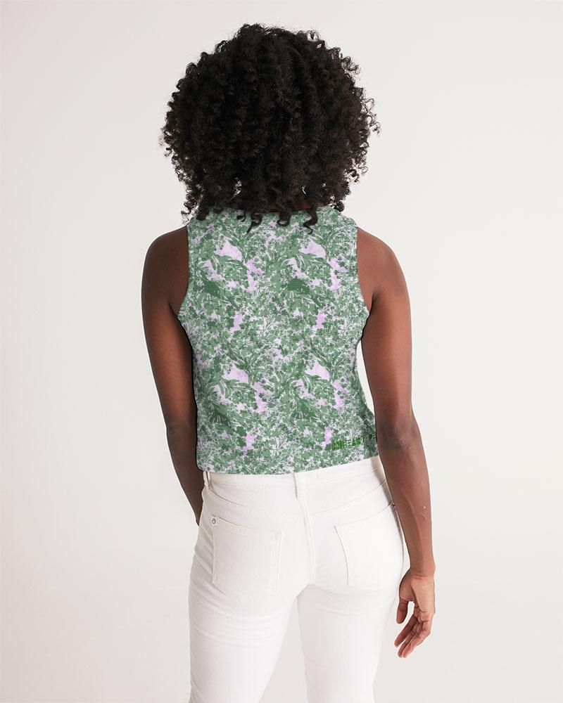 GREEN LEAFS TEXTURE Women's Cropped Tank