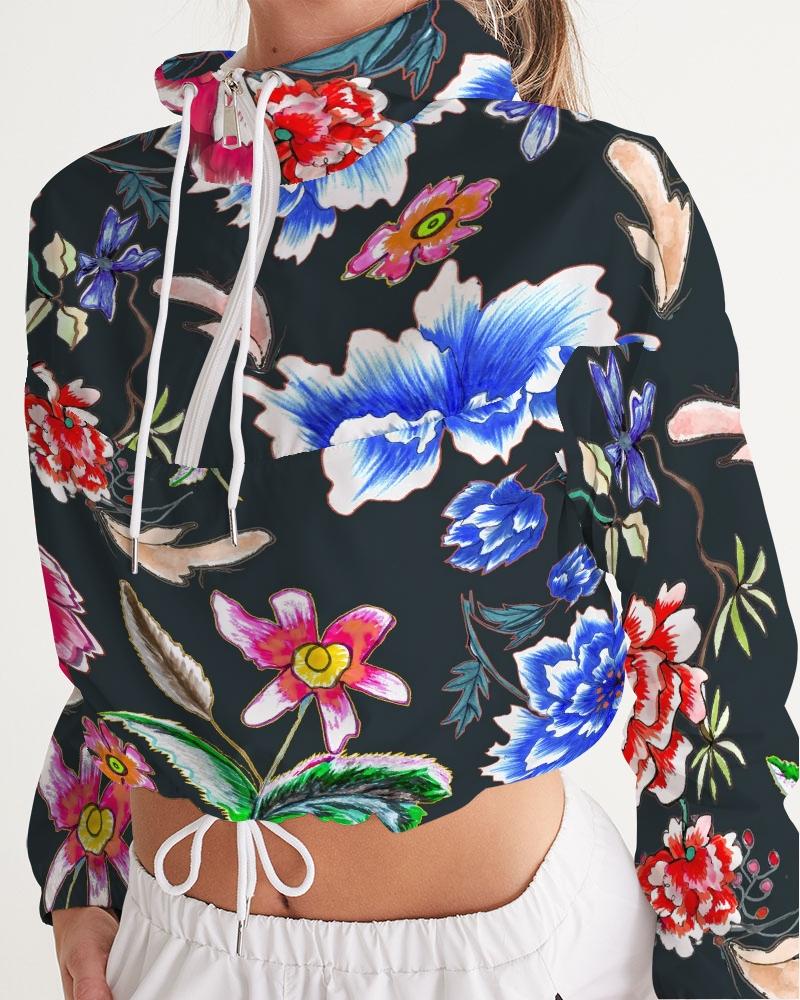 POWER OF PEACE - BLACK  Women's Cropped Windbreaker