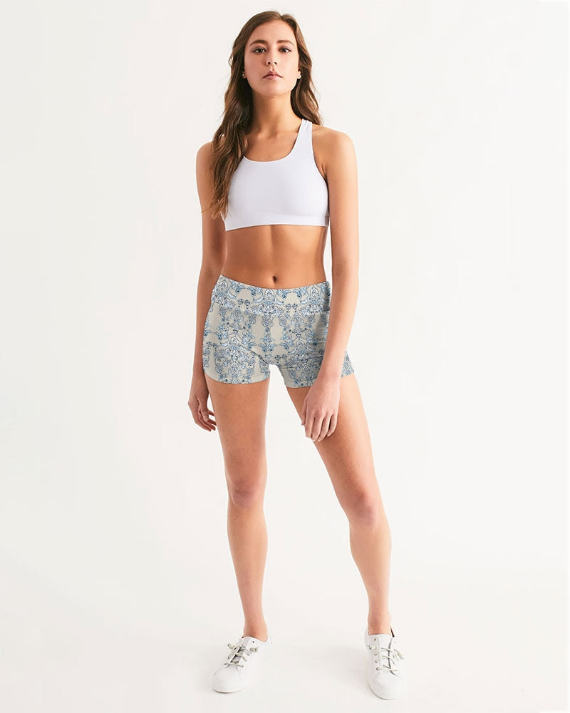 MIRACULOUS  ‌BLUE DREAM ||Women's Mid-Rise Yoga Shorts