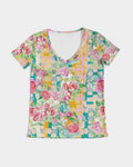 RETRO ROSES || Women's V-Neck Tee
