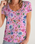 AMORE PINK Women's V-Neck Tee